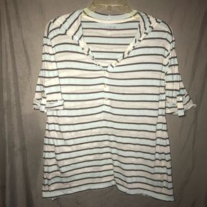 Ann Taylor LOFT Blue gray white striped hoodie